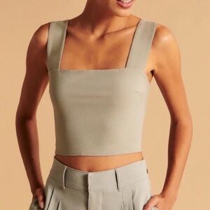 NWOT Abercrombie & Fitch Sage Green Crop Top Womens M Adjustable Strap